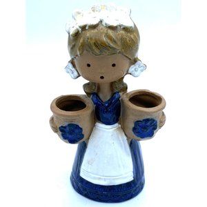 Scandinavian Hand Painted Sweden Pottery Milkmaid Figurine